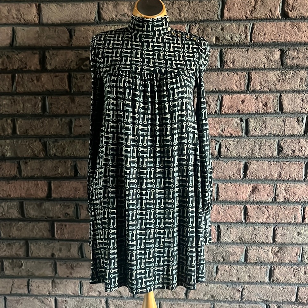 Juicy couture key print silk dress in champagne Small
